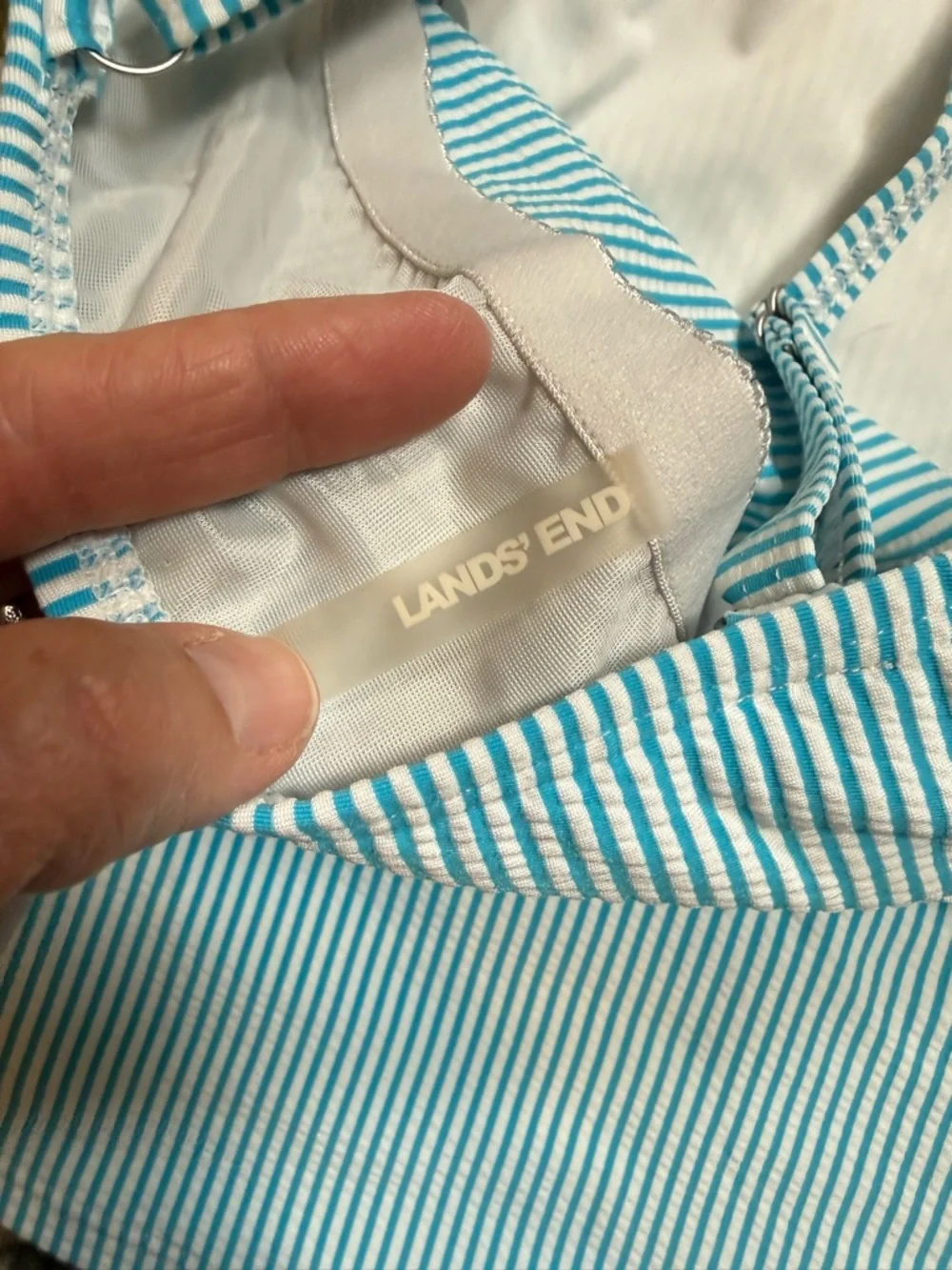 Lands' End‎ Seersucker Women’s Tankini Top Size 8 Colorblock Nautical Underwire - Picture 7 of 10